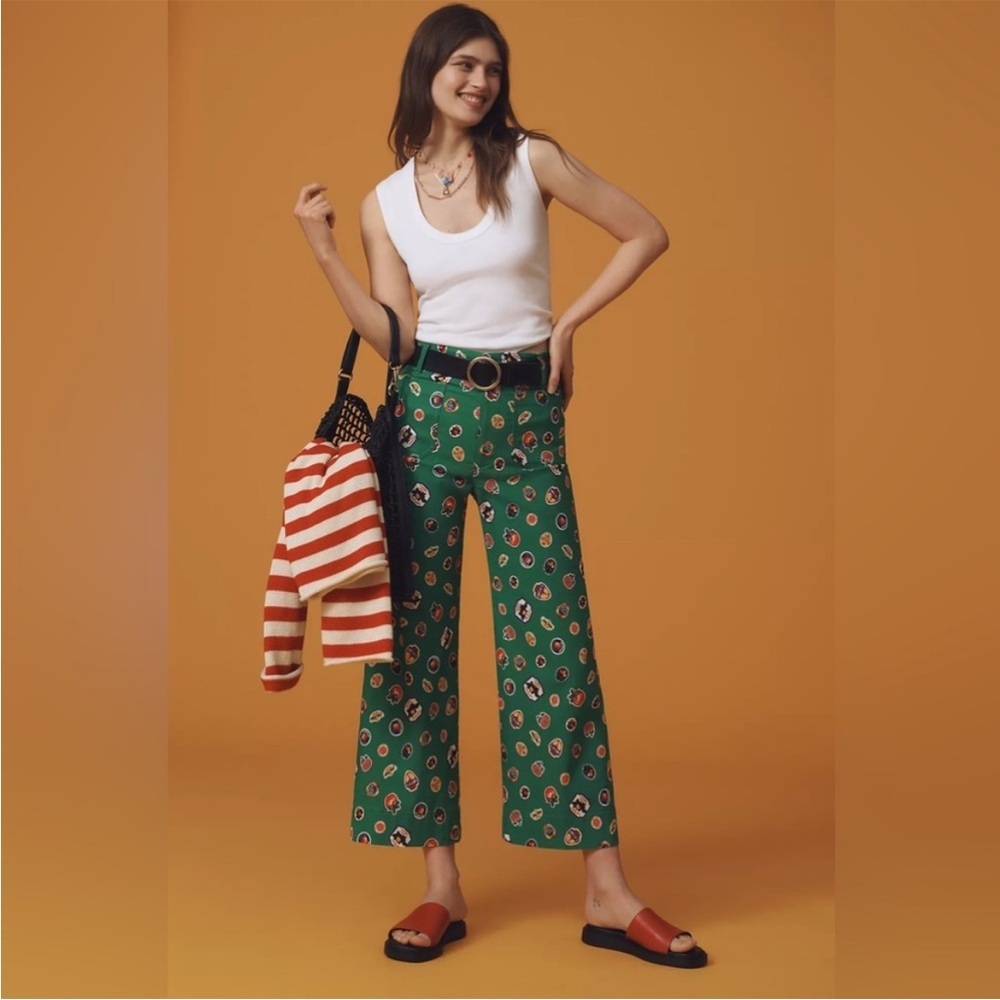Anthropologie Colette Cropped Wide Leg Printed Pants New With Tags 26,27,28,30 - Picture 3 of 8